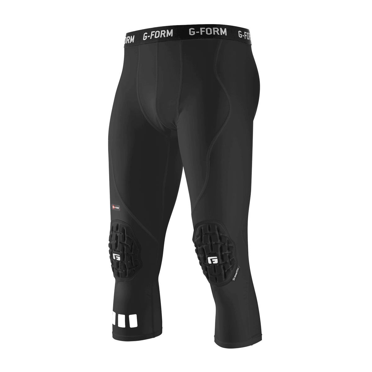 Basketball Pants with Knee Pads, Black/White Knee Pads Compression