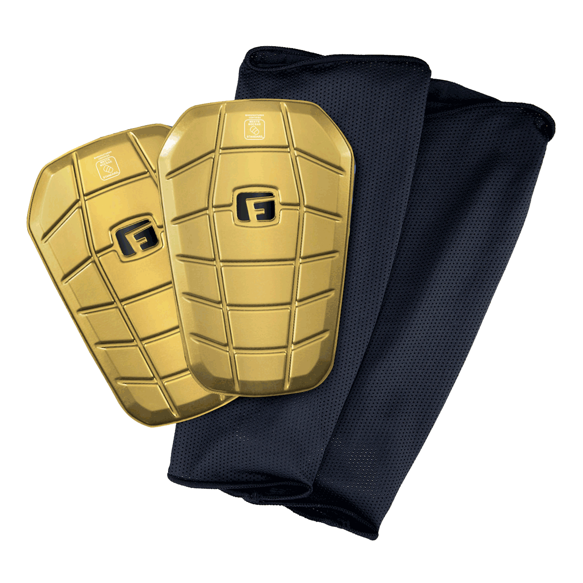 Soccer Blade NOCSAE Shin Guards Slip in light weight flexible stay in place no sleeve soccer